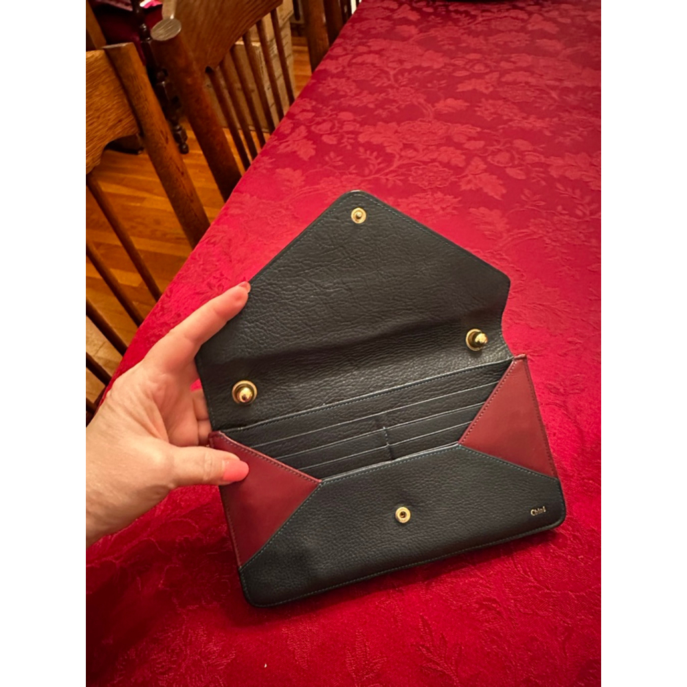 Chloé Teal Burgundy Leather Clutch One Size - Picture 4 of 11